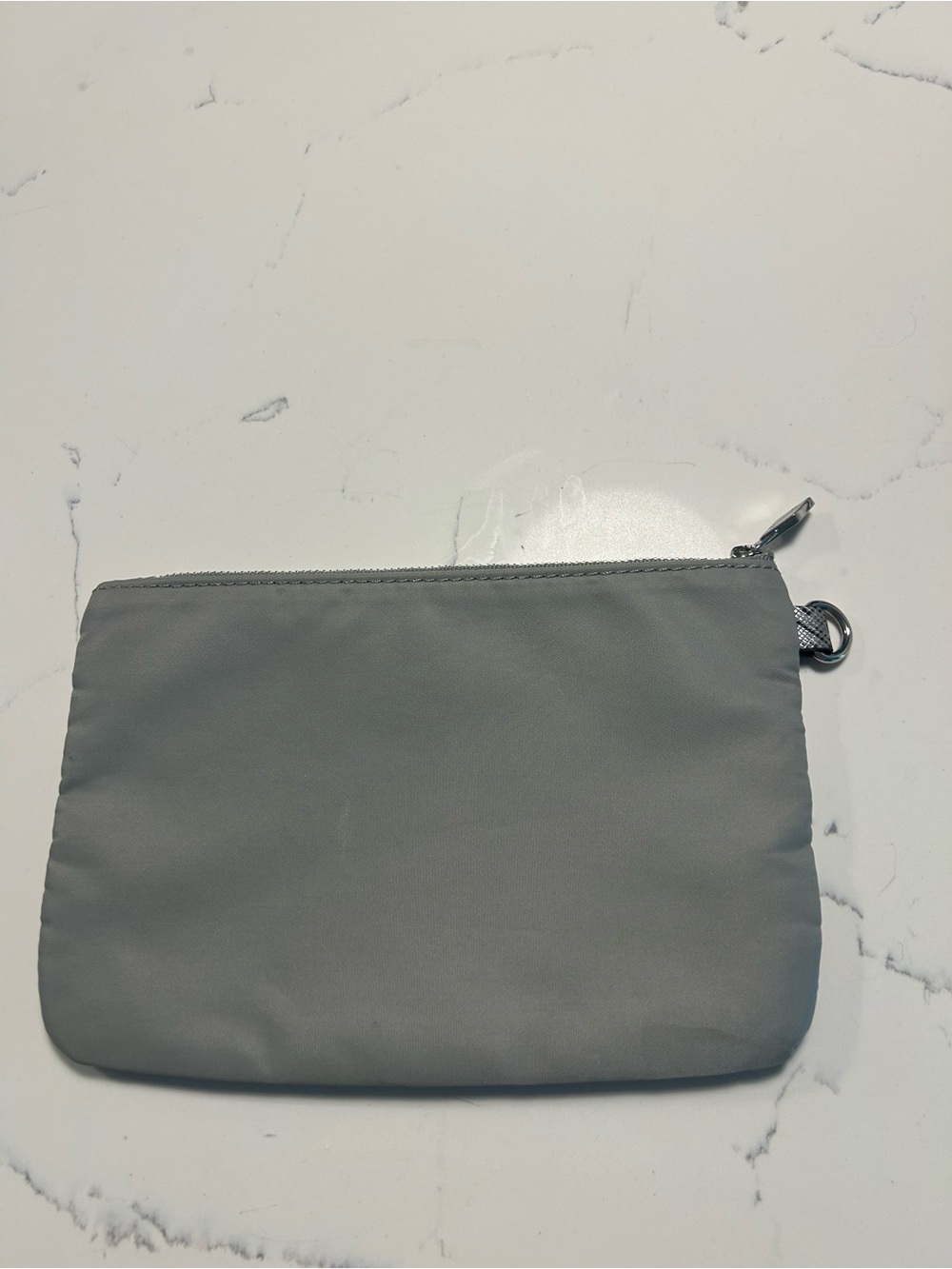 MZ Wallace Gray Nylon Pouch with Leather Logo 8” X 6” - Picture 2 of 9